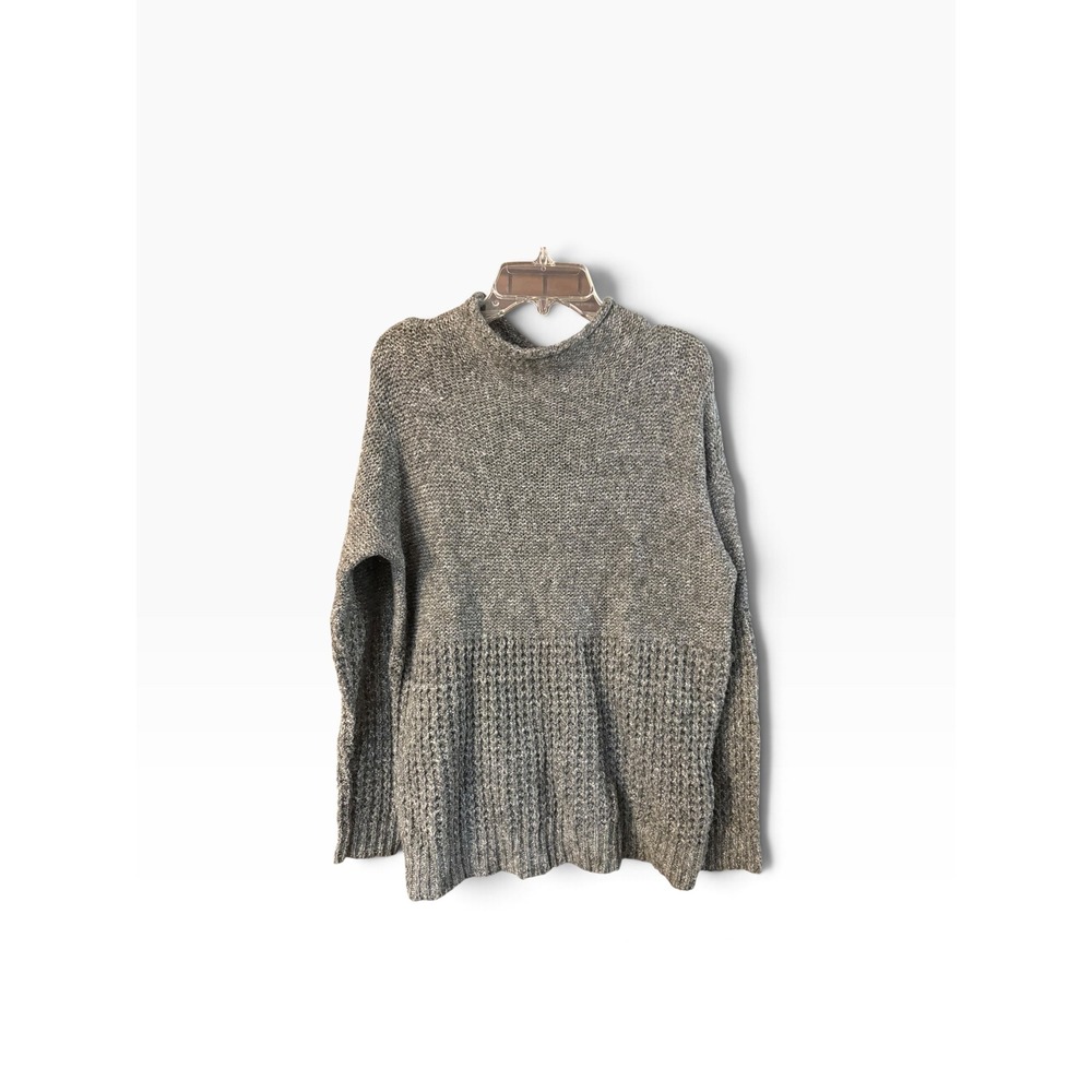 American Eagle Outfitters Mock Neck Waffle Knit Sweater Light Green Marled Small